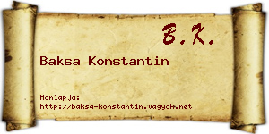Baksa Konstantin névjegykártya